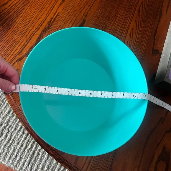 AT HOME | Teal Melamine Serving Bowl, 11” round - Picture 4 of 5